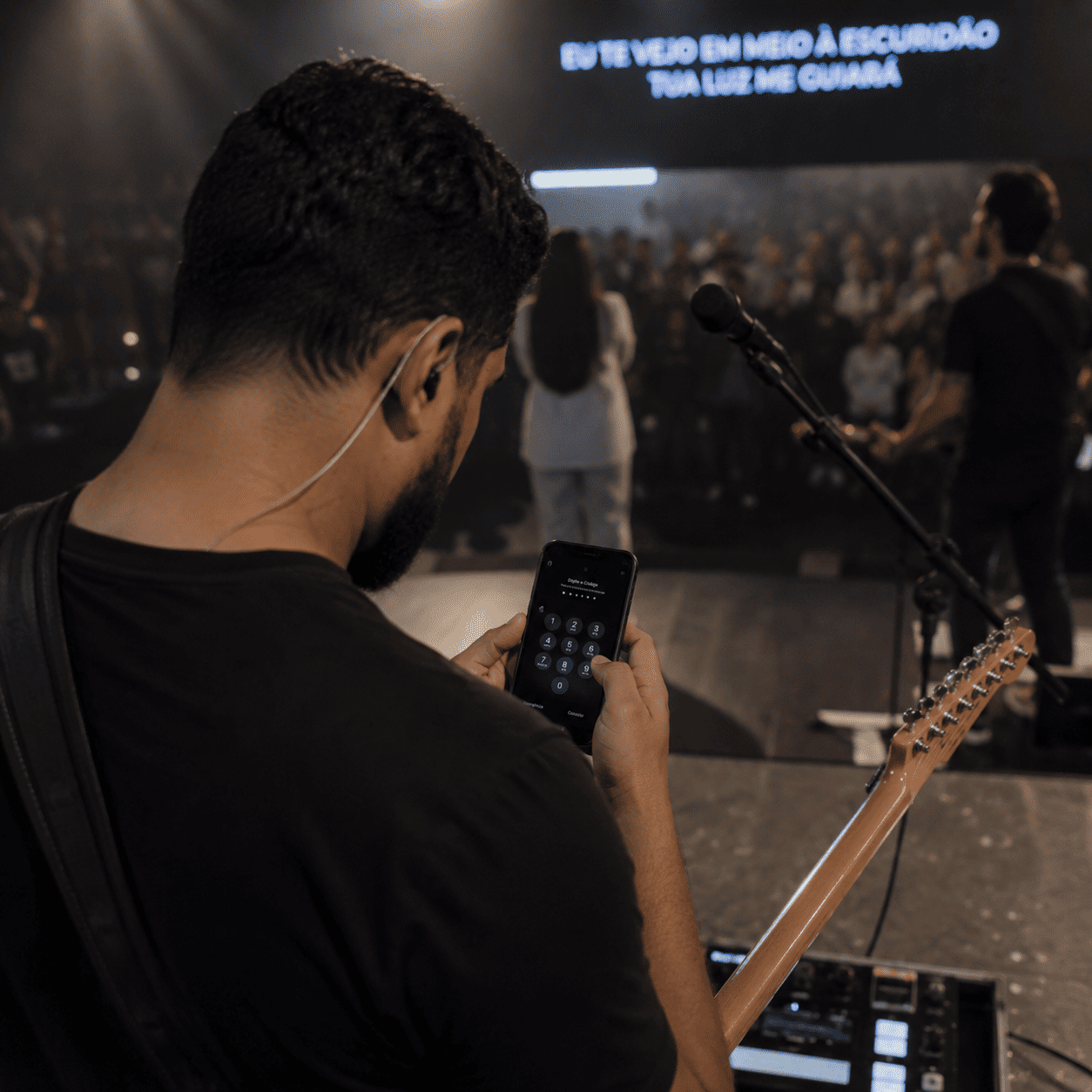 Tela apagando durante apresentação musical