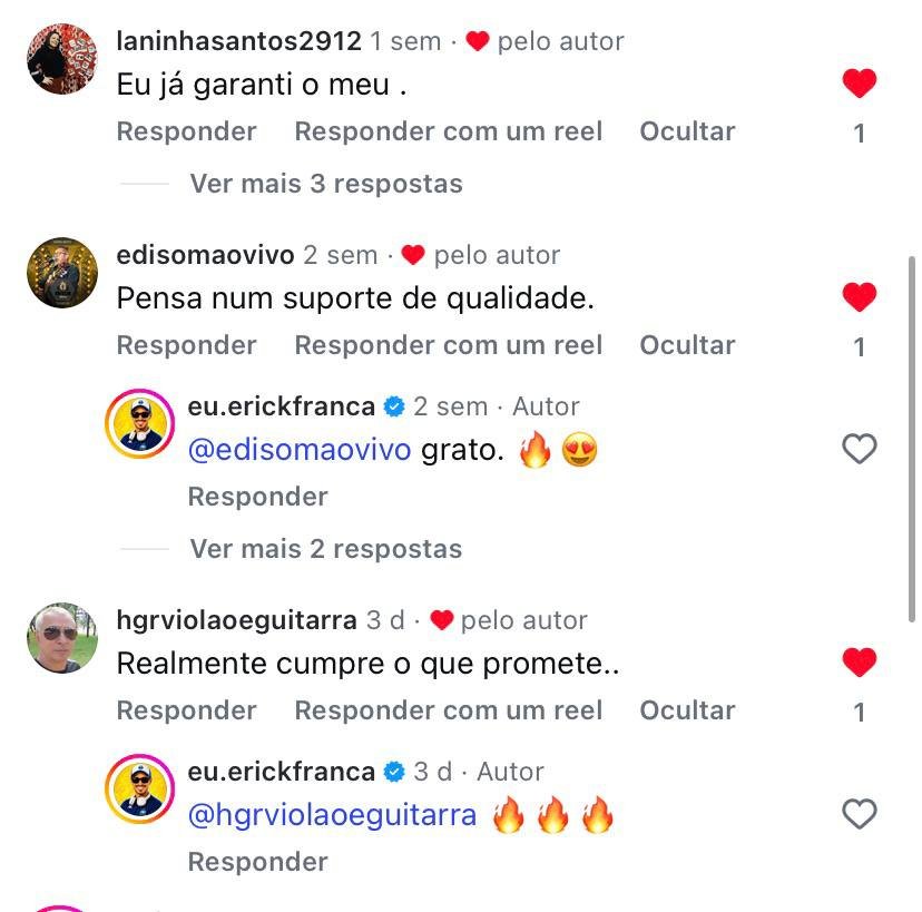 Comentário de músico no Instagram do SmartCifra